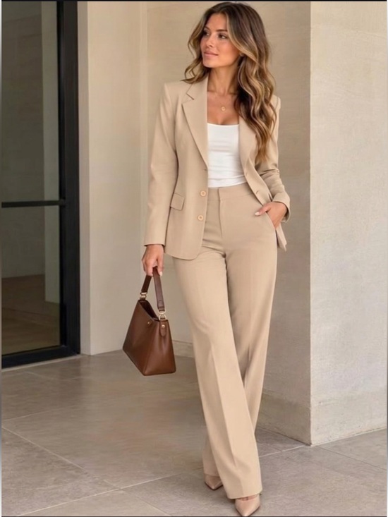 Ann klein Pants - Beige Tailored Pantsuit by  Ann Klein size 10